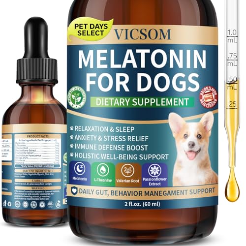 Liquid Melatonin for Dogs, Dog Melatonin with L-Theanine for Small