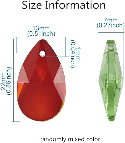 Miniatura 2 de Mega Pet 100 dijes colgantes de cristal facetado, mezcla aleatoria, cuentas sueltas de cristal transparente de 0.866 x 0.512 in para fabricación de