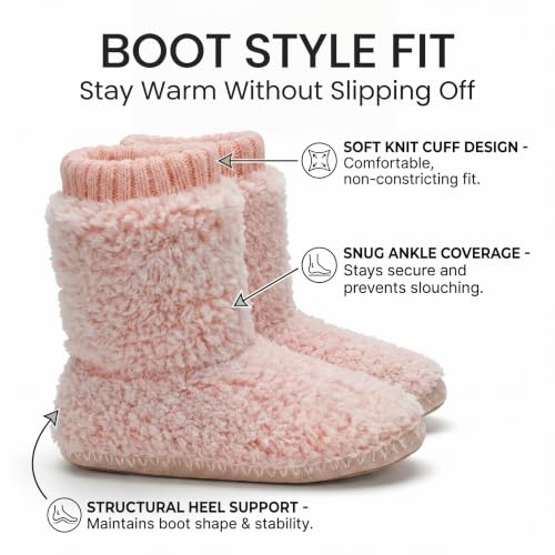 Image of Cozylook Women's Boot Slippers Warm Fuzzy Indoor Slippers Non Slip | Plush-lined ankle coverage, non slip bottoms for indoor floors, multiple US sizes, machine wash cold, do not tumble dry