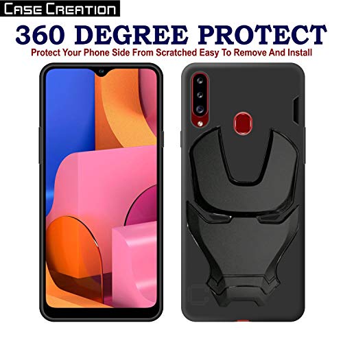 Image of COVERLY Official 3D Touch Feel Trending Avenger Logo Mask Soft Rugged Grip Iron Man Super Power Cartoon Movie Engraved Silicone Matte Back Cover for Samsung Galaxy A20s (2019) - HD Black Avenger