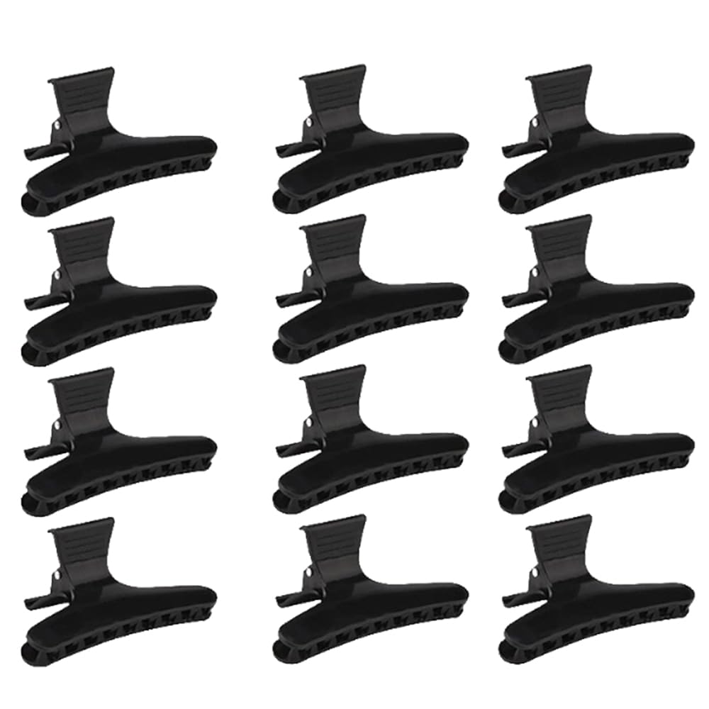 12 PCS Butterfly Hair Clips - Black Salon Hairdresser Clips for Hair Styling Durable Accessories for Women & Girls