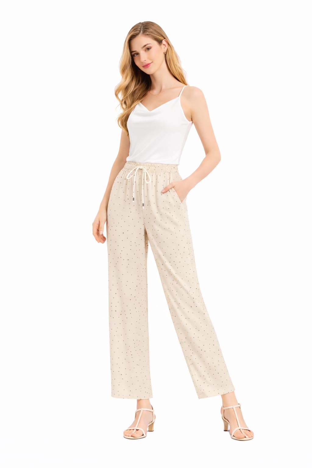 Pantalon d'été à enfiler fluide pour silhouette élancée et confort