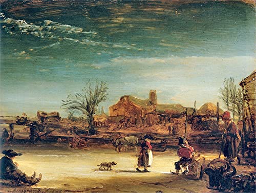 Impression sur toile Rembrandt paysage d'hiver SERENDIPITP d'art