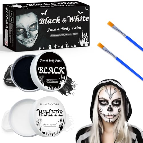 DADAPANGHU 140g Halloween Schminke Schwarz Weiß, Halloween Make Up Set für Erwachsene Kinder, Theaterschminke Set, Schminke Karneval, Faschingsschminke, Kinderschminke Fasching, Face Paint