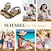 Littleplum Womens Sandals Arch Support Bohemian T-Strap Flower Rhinestone Sandals Women's Non Slip Summer Beach Flat Sandals Black Size 8.5