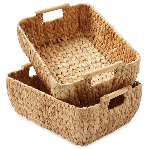 Casafield Set of 2 Water Hyacinth Oval Storage Baskets with