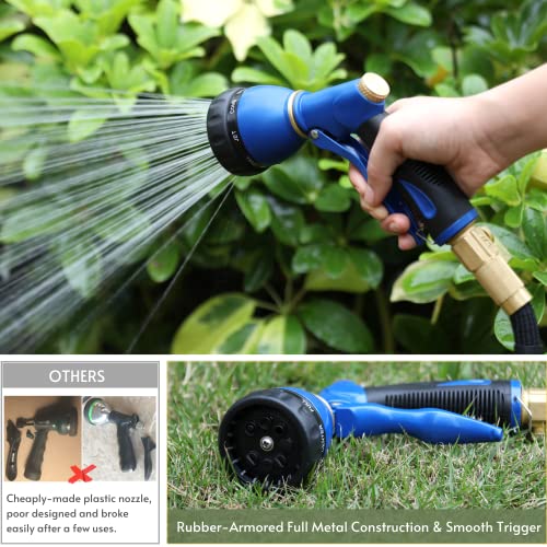 Hosun Garden Hose Sprayer Nozzle 100% Heavy Duty Metal, Water Hose Nozzle With 8 Different Spray Patterns, High Pressure Hose Spray Nozzle For Watering Plant & Lawn, Washing Car & Pet #TOP4