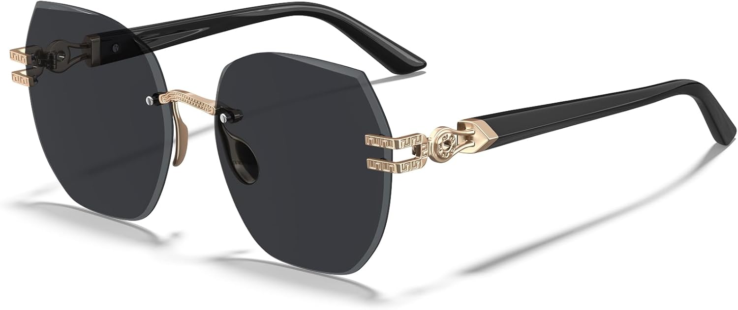 STGATN Trendy Rimless Womens Sunglasses, UV Protection Designer Shades, Stylish Diamond Cutting Frameless Sun Glasses ST7703