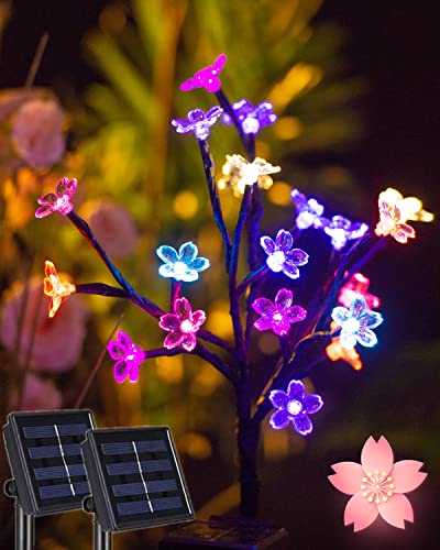 BECCOBEAT Solar Garden Lights Solar Outdoor Lights Decorative Flowers Fairy Garden Stake Waterproof Outside for Front Yard Landscape Path Pathway Walkway Backyard Cemetery Grave Christmas Decorations