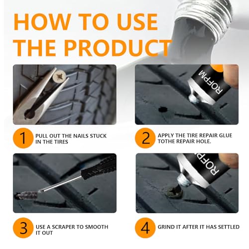 Image of 3.52 Oz Tire Repair Glue Rubber Cement Sidewall Tire Repair Kit for Motorcycle, Bike, Car, Off-Road, Truck, Tractor