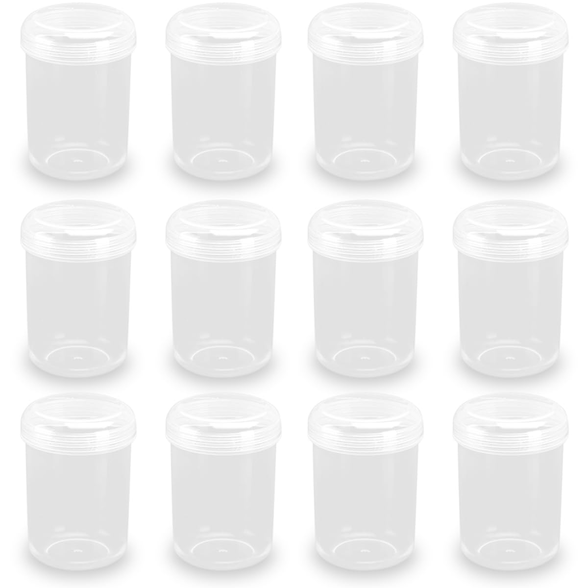 12 Pcs Clear Plastic Round Beads Storage Containers Box (1.5 x H2.28 Inch), 1.69 oz Plastic Storage Jars with Lid for Beads, Crafts, Pills, Fishing Tackles, Nails, DIY Crafts, etc