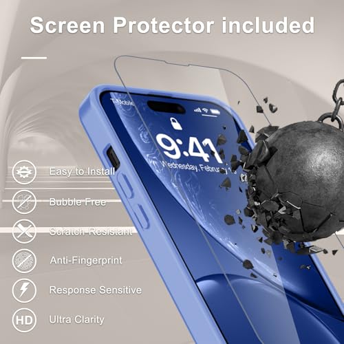 Image of YENAPOON for iPhone 15 Plus Case, iPhone 14 Plus Case, Matte Magnetic Phone Cover with 1 Screen Protector [Support for MagSafe] [Shockproof Military Grade Protection] Translucent Frosted Back, Purple