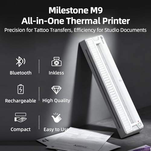 Image of Milestone M9 Professional Tattoo Stencil Printer, Upgraded 2-in-1 Wireless Bluetooth Portable Thermal Printer for Tattoo Stencils & Documents Compatible with Phone /Tablet /PC