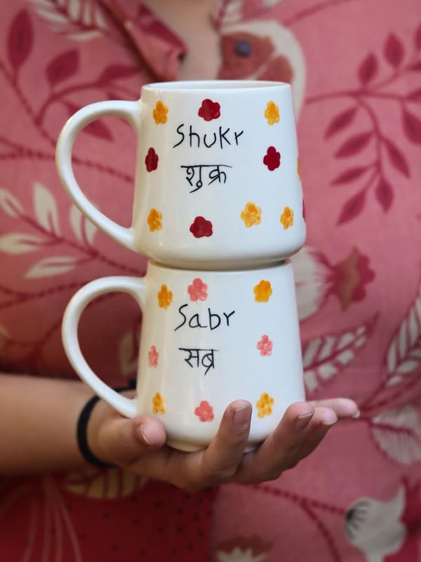 Image of WEAVING HOMES Chai Ho Jaye Ceramic Coffee Mug, Handmade Tea Cup for Chai, Coffee & Hot Beverages, Printed Mug for Home & Office, Gift for Tea Lovers, Friends, Family & Coworkers