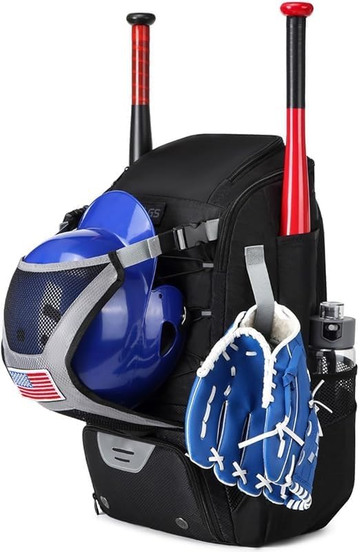 KryZaro大容量防水野球バットバッグ コンパートメント付き多機能野球用品バッグ ホッケースティックソフトボール用品収納 アウトド