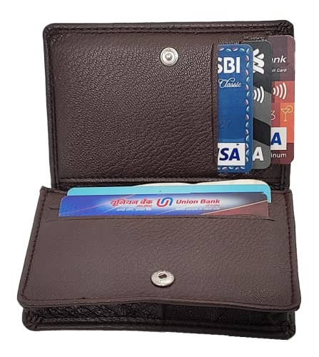 Image of Men Synthetic Button Brown ATM Card Holder