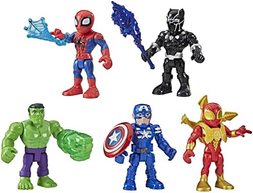 Marvel Super Hero Adventures 5-Inch Action Figure 5-Pack, Includes Captain America, Spider-Man, 5 Accessories (Amazon Exclusive)