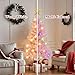 4FT Pre-Lit Pink Pencil Flocked Christmas Tree, 100 LED Spruce Tree with 186 PVC Flocked Tips, 8 Lightning Modes, Hinged Design Foot Pedal Control Pink Xmas Tree for Holiday Home & Office