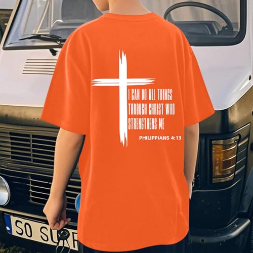 Image of KEEVICI Boys Christian Graphic Tees God Jesus Shirts for Kids Cross Faith Bible Verse Inspirational Religious Cotton T Shirt