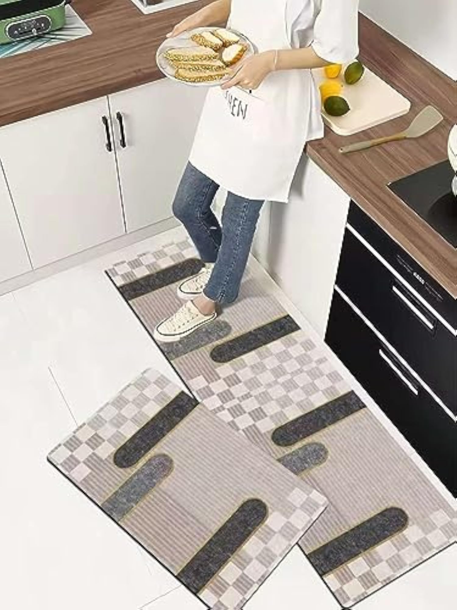 2 Pcs Kitchen Rugs and Mats, Cushioned Anti-Fatigue