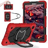 Shockproof Case for Lenovo Tab One 8.7 inch 2025 / Tab K9 (TB305FU), Heavy-Duty Protective Cover with Rotating Kickstand, Foldable Handle, Shoulder Strap, Pen Holder Full Cover Protection(Vermelho)