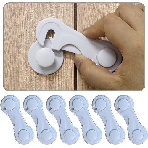 RYMAUP® 6er Pack Kindersicherheitsschrank Schubladen, Schrank- und Schubladensperren, Starkes Klebeband, Kein Bohren, Langlebig, Weiß, Ideal für Möbel, Küche, Schranktür