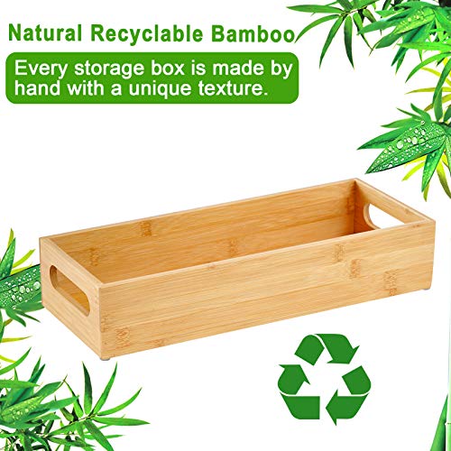 Vitviti Toilet Paper Storage, Bamboo Tray with Handles, Toilet Tissue Holder Organizer Box, for Bathroom/Toilet Tank/Kitchen Counter, Natural
