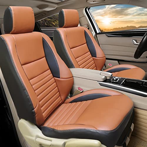 Image of AUTOXYGEN Car PU Leather Luxury seat Cover Front & Rear Accessories for Swift Dzire Till 2016 (Tan & Black, 1013)