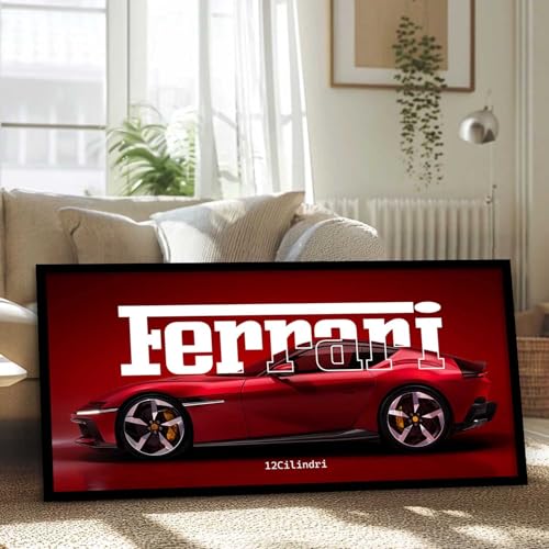 Image of kotart Big ferrari Car Framed Posters Gift Items for Boys Room Wall Decoration Bedroom Living Room Office Studio Decor | Car Poster Frame for Wall Decor Set Of 1 Size (10 x 19 inch)