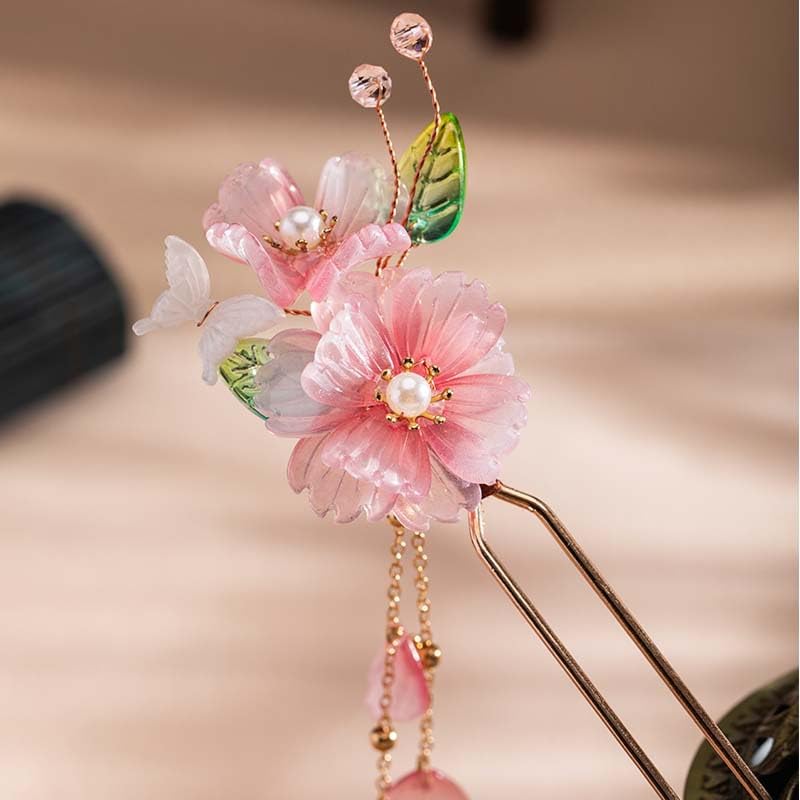 Amazon.com : 1 pcs Rabithenn Pink Peach Blossom with Leaves and