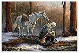 George Washington Praying on The Snow In Forge Valley Poster, A General Before His King VintageVintage Classical Canvas Wall Art, History Classroom Wall Decor for Bedroom Living Room08x12inch(20x30cm)