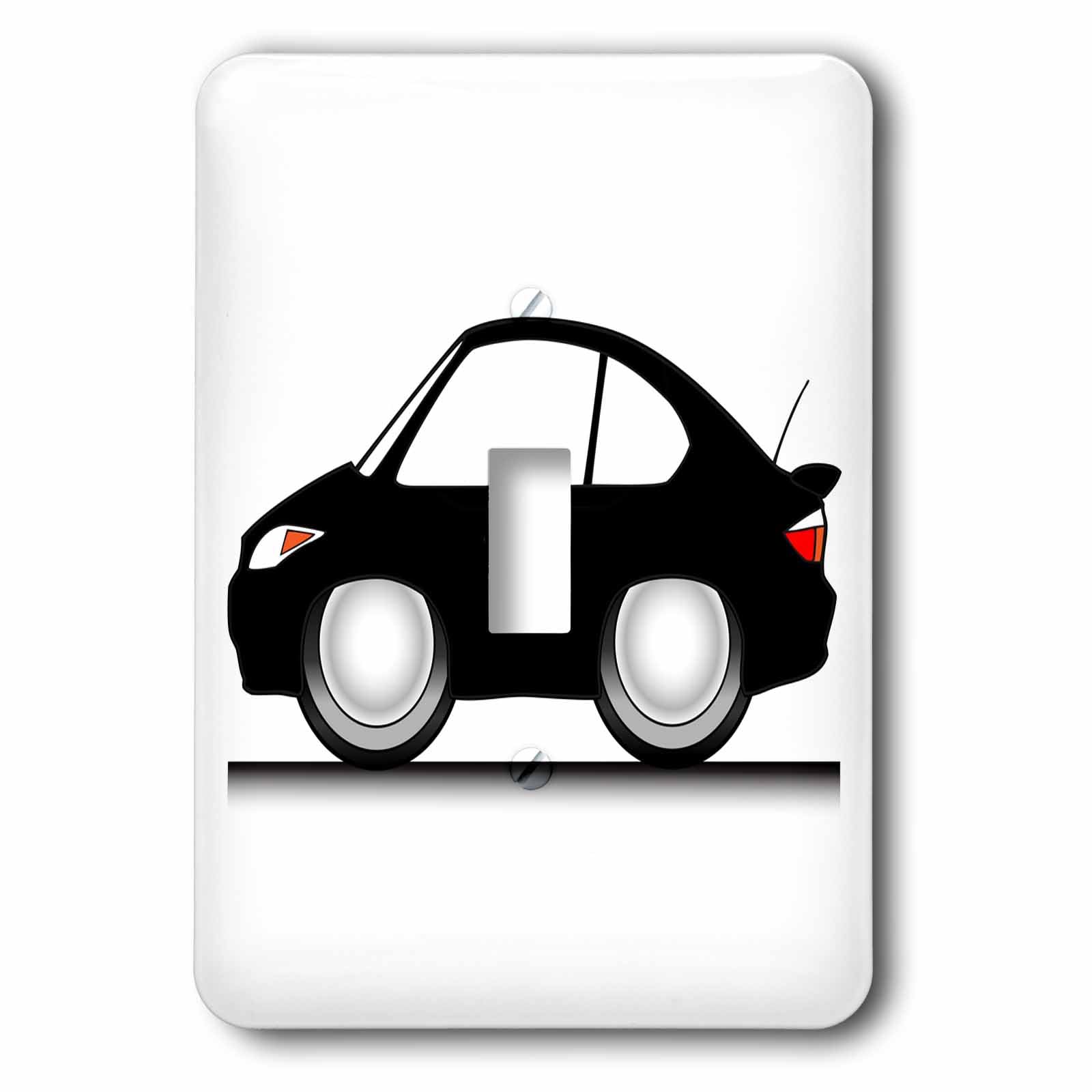 Interrupteur simple bascule voiture noire sur fond blanc 3dRose lsp_81009_1 déco murale originale