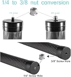 AngelReally 36cm/14.17 inch Extension Pole Carbon Fiber Bar with 1/4"" Screw Compatible with DJI Ronin S, Ronin SC, OSMO Mobile 3, OM 4, ZHIYUN Crane 2 V2 Stabilizer DSLR Camera