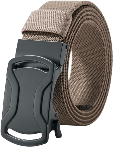Image of LionVII Elastic Ratchet Men Belts, Stretch Belt with Automatic Buckle for Men, Adjustable Trim to Fit 27-49 inch Waist