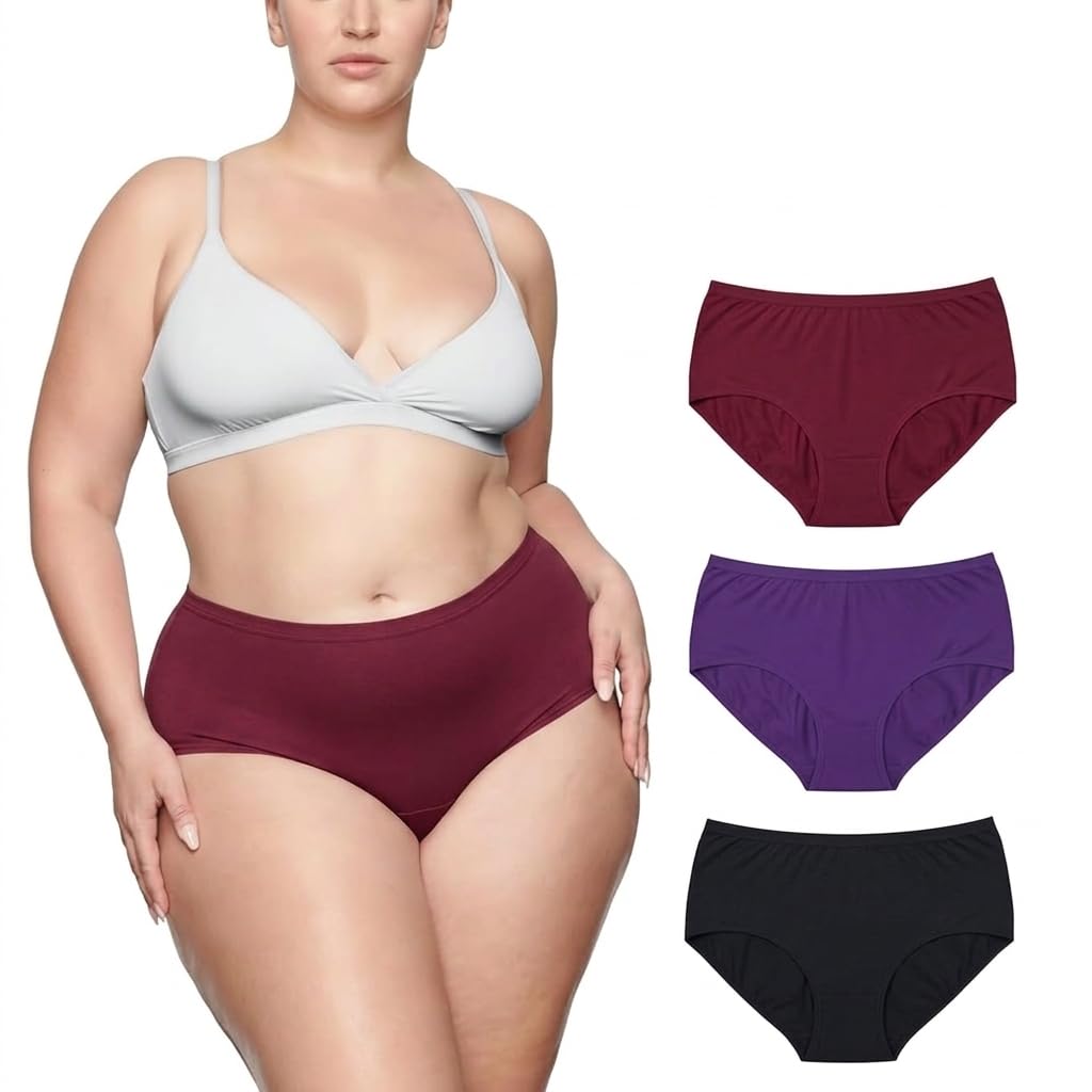 Cotton Hipster Panties 2XL to 10XL for Women | High Waist Panty Full Coverage| Inside Elastic No Elastic Exposure to Skin | Plus Size-image-30