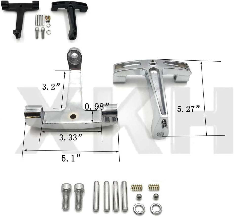 XKH- Compatible with Black Passenger Floorboard Mounts Mounting Brackets Harley FLH Touring 93-08 [B07NS6ZPYJ]