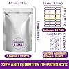 15PCS Mylar Bags for Food Storage 5 Gallon 17"x28" 8.6Mil, with Oxygen Absorbers 40000cc + Labels Heat Sealable Resealable Ziplock for Long Term Storage, Mylar Bags Large Food Grade