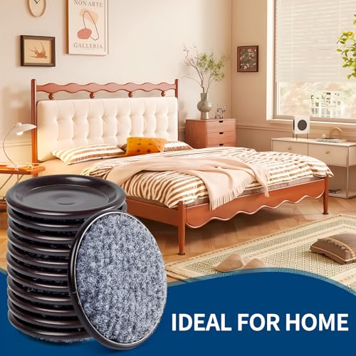 Ezprotekt 1 5/8" Round Reusable Felt Furniture Caster Cups with Carpet Bottom, 16 Pcs Felt Furniture Sliders Floor Protectors Pads to Protect Hardwood, Tile Floors Carpet from Scratches (Brown/Gray) - Image 5