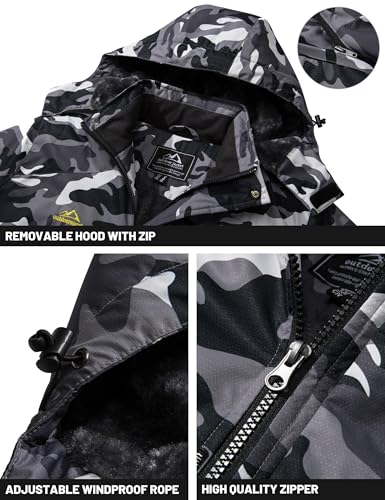 Image of TACVASEN Men's Winter Ski Jacket Waterproof Snow Coats Snowboard Fleece Lining Jacket Warm Parka with Hooded,Standard Length