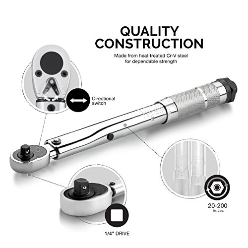 NEIKO Chave de torque ajustável 03714A de 0,6 cm | SAE | Aço cromo vanádio de 50 a 500 cm | 27,3 cm