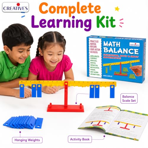 Image of Creative's Math Balance, Scale for Kids, Maths Educational Toy, Addition Subtraction Multiplication Division, Comparing Numbers, STEM Activity Game with Activity Book, Practice Maths Games Age 5+