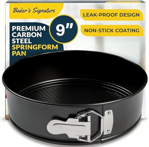 Cheesecake Pan 9 Inch Carbon Steel With Removable Bottom Leakproof Design Nonstick Coating Springform Pan Durable Cake Mold With Secure Latch Even Heat Cheese Cake Pans For Baking