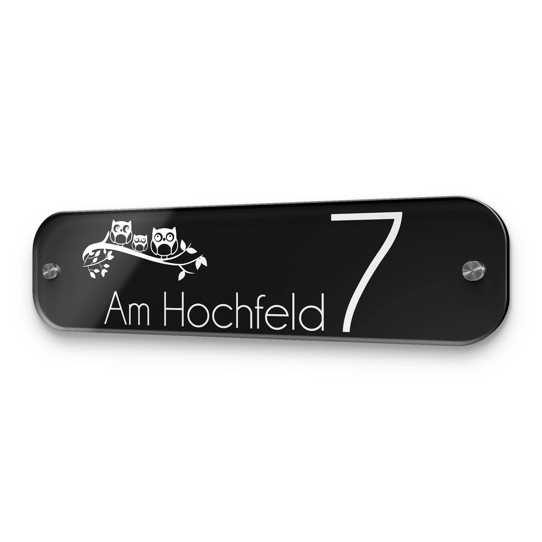 Große Hausnummer Anthrazit 7016 o. Schwarz mit Namen & Straße | Hausnummernschild - Straßenschild mit Wunschtext für draußen | Hausnummer Schild mit Gravur in länglicher Form - Größe: 38x10 cm