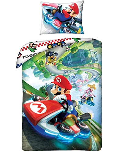 Halantex Juego de Funda nórdica Super Mario Bros, 140 x 200 cm + 70 x 90 cm, 100% algodón