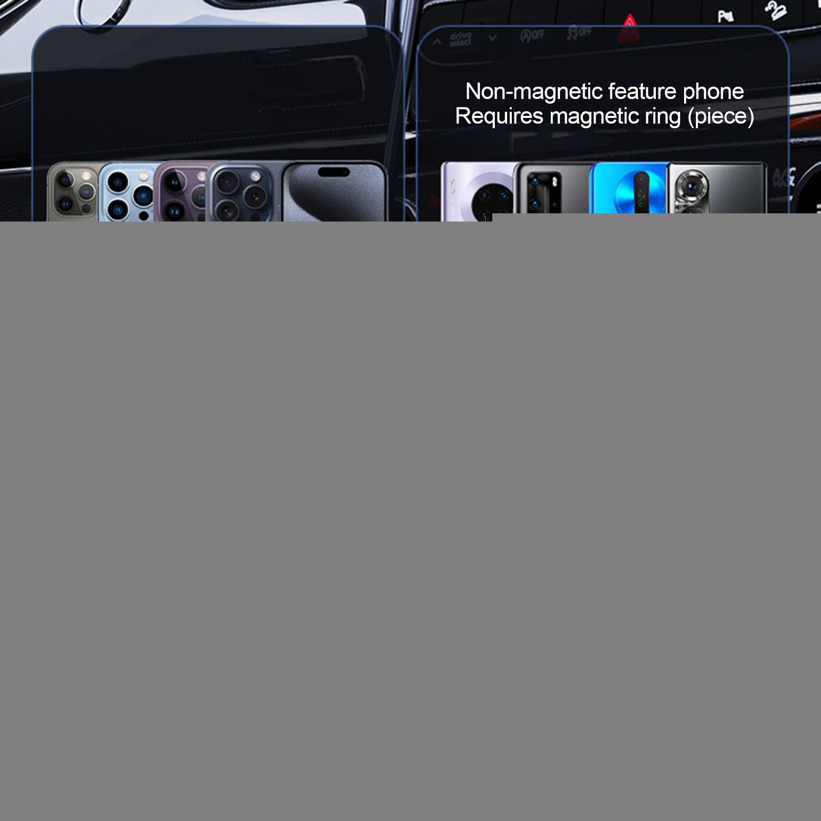 Wireless Car Charger Mount, Super Strong Magnetic Car Phone Holder, Dashboard Wireless Charging Mount with Led Ring, Stable Automobile Magnetic Cradle, Strong Magnetic Car Mount for Car Phone Tablet