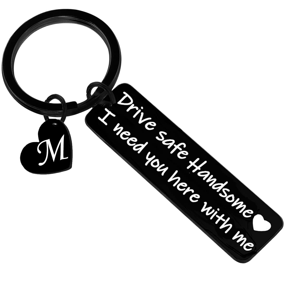 Drive Safe Handsome Keychain For Men - Personalized Initial Gift For Dad, Husband, Boyfriend
