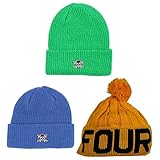 Fourstar Back to School Skateboard Beanies 3-Pack Sale Blue Yellow