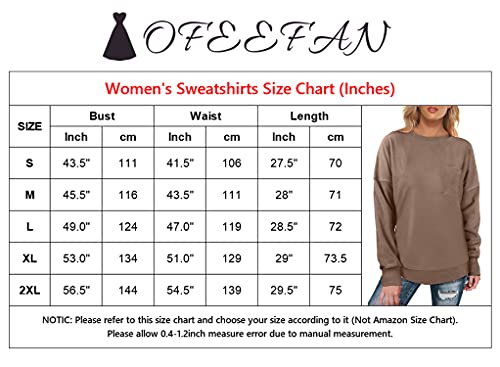 Ofeefan Oversized Sweatshirts For Women Crewneck Fleece Long Sleeve Tops For Winter Coffee Xl #TOP4