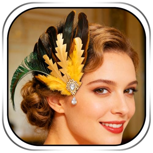 Campsis Peacock Feather Hair Clips 1920s Flapper Headpiece Fascinator...