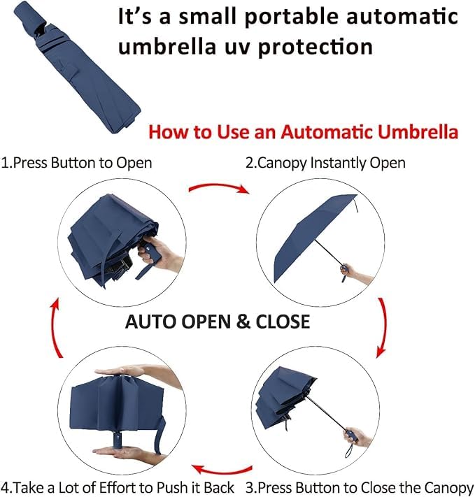 Image of TEKCOOL Umbrella, UV Big Size Umbrella for Sun Protection Rain Windproof Strong Large 3 Fold For Men Women Kids Boys Girls Perfect & Stylish Windproof & Compact''